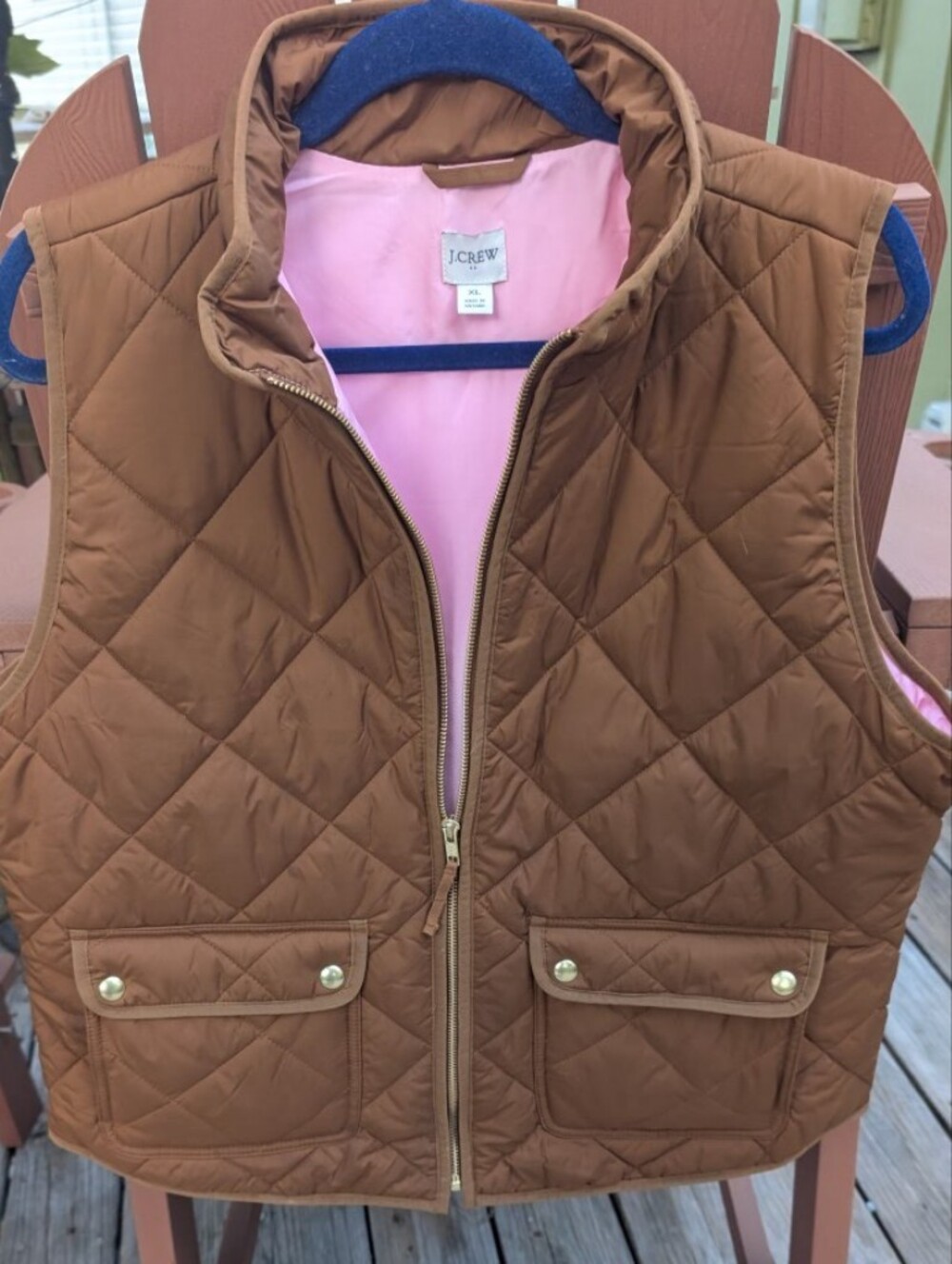 Carmel JCrew quilted vest Zips Side Front Pockets